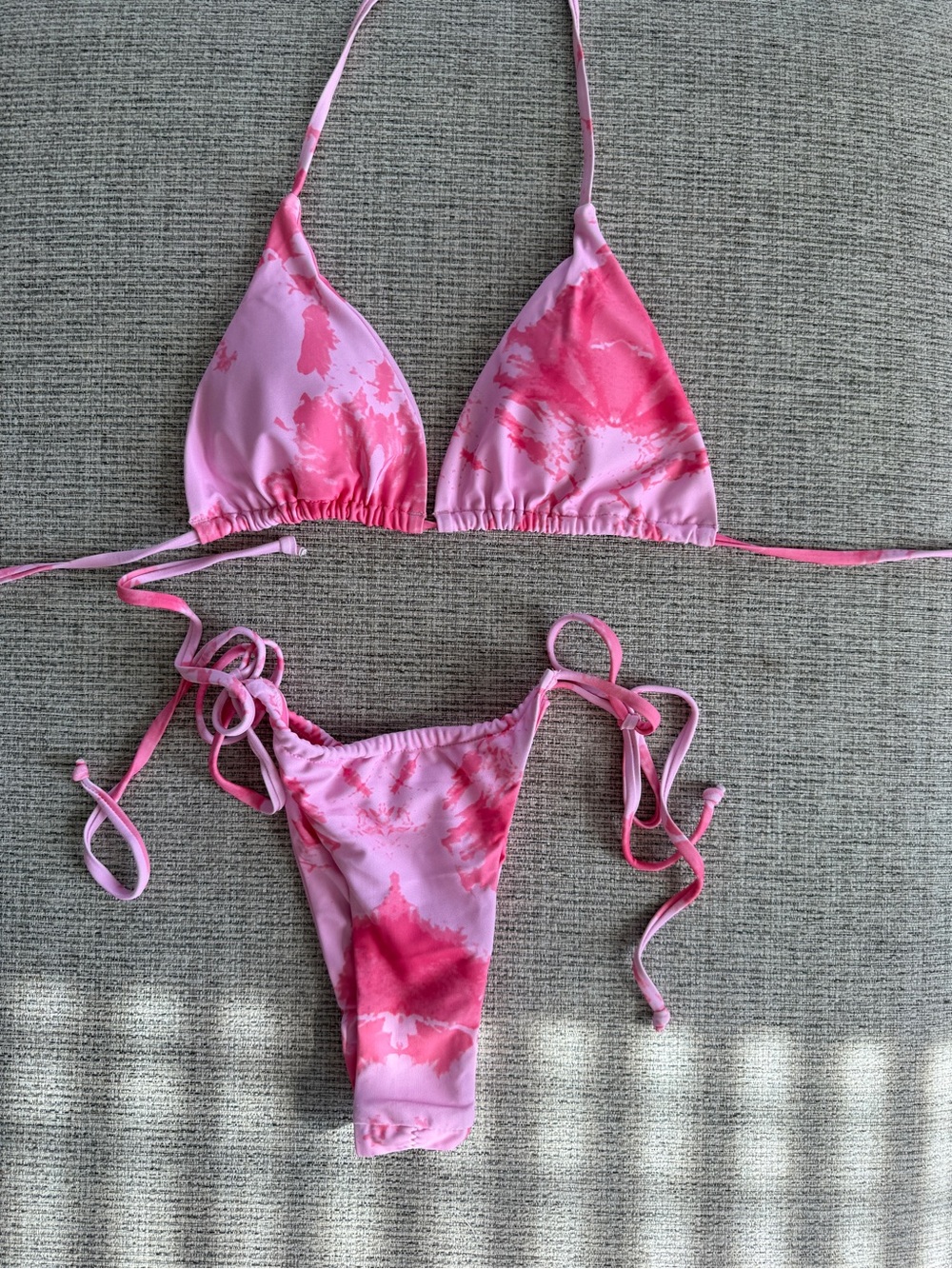 Pink Tie-Dye Triangle String Bikini Set | Size Small | NWOT